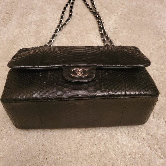 CHANEL Python Double Flap Bag with Silver Hardware - Picture 6 of 6